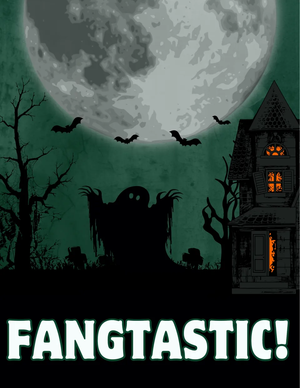 Halloween classroom poster 8 of 10 reads 'Fangtastic!' for seasonal wall or bulletin board display.