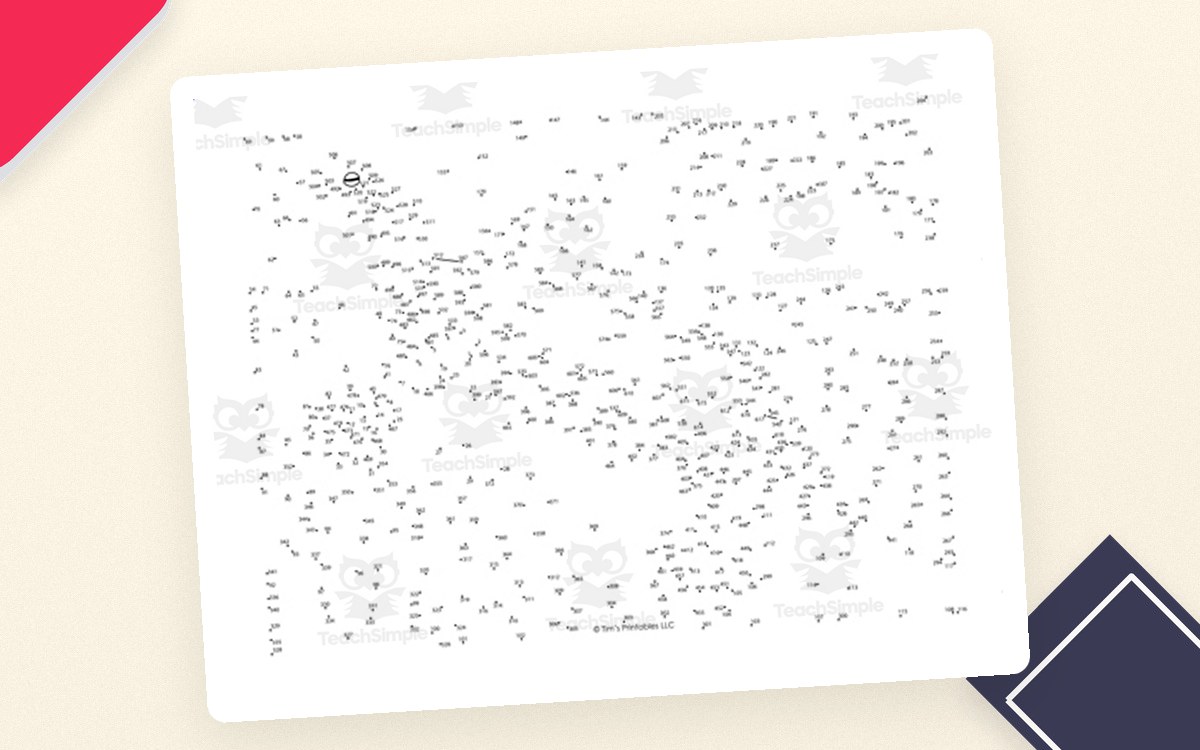 Turtle Extreme Dot-to-Dot – 618-Dot Puzzle preview: Turtle numeral field across 2 pages