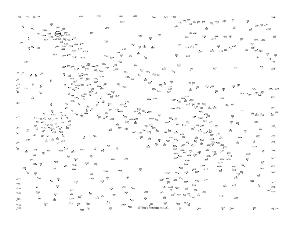 Extreme dot-to-dot puzzle: students connect 618 numbered dots in order to reveal a hidden turtle picture