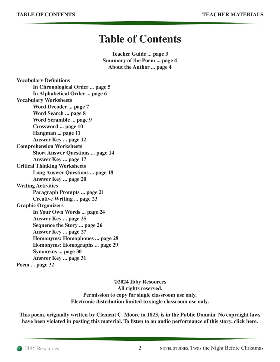 Contents list: vocabulary puzzles, comprehension and critical thinking questions, writing tasks, organizers and answer keys