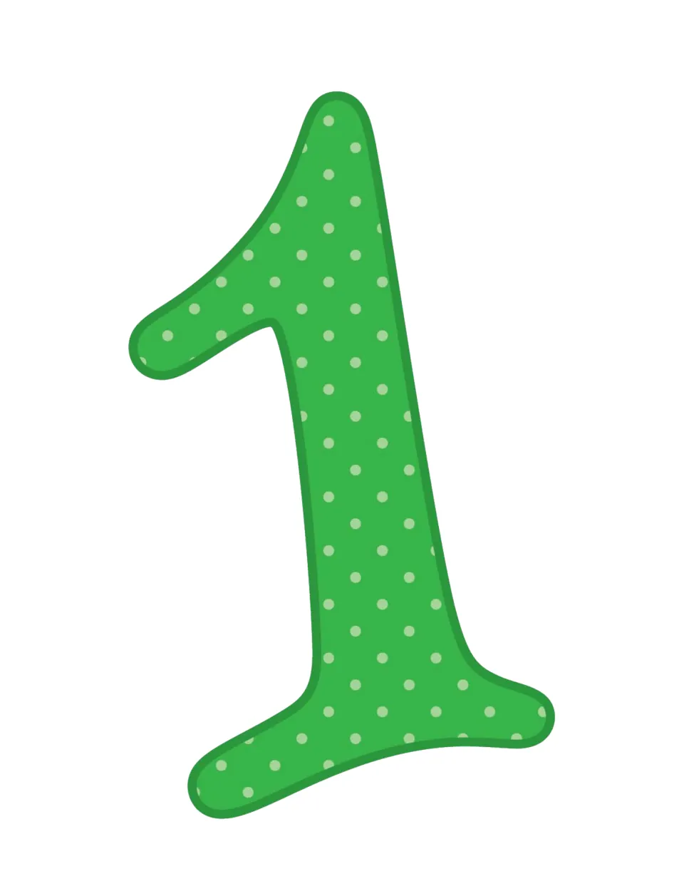 Christmas number 1 printable, one of the holiday numbers for math games, projects, and classroom decorations.