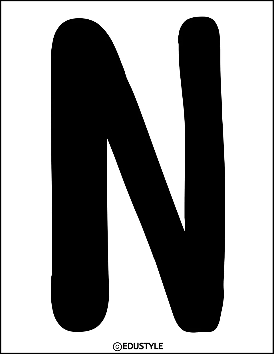 Display letter N in solid black, a printable lettering piece for the Cowboy Christmas board or door decor