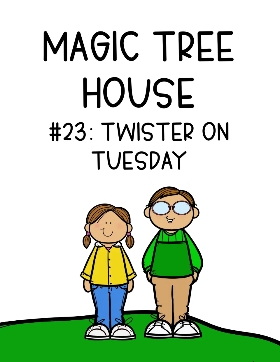 Book study cover identifying Magic Tree House #23: Twister on Tuesday as the focus of the lesson packet