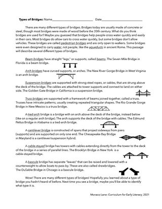 Types of Bridges Worksheet – sample page 2