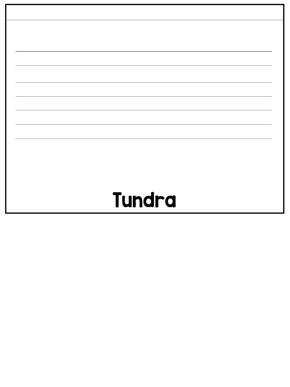 Tundra cut-out piece with no picture, where students write in Spanish about the tundra in their own words