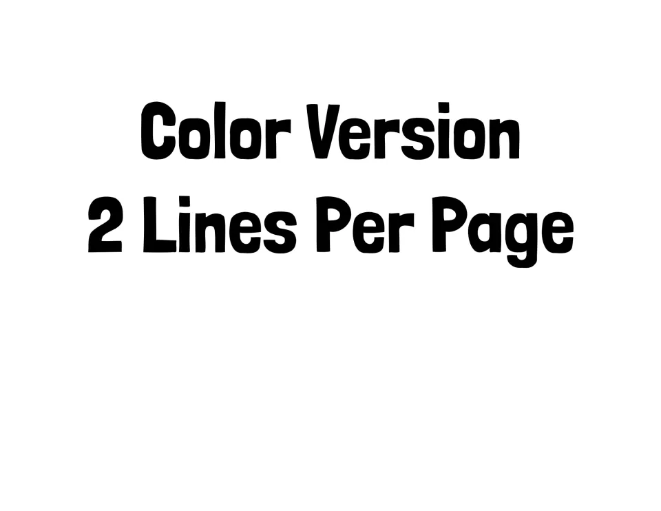Section divider reading Color Version, 2 Lines Per Page, introducing the half-page colour line posters that follow