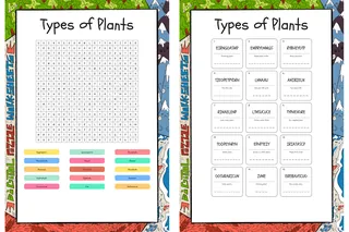 Types of Plants word search, scramble and crossword – cover