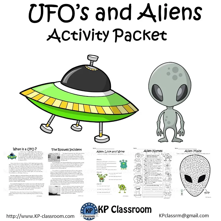UFOs and Aliens No Prep Activity Packet and Worksheets – cover