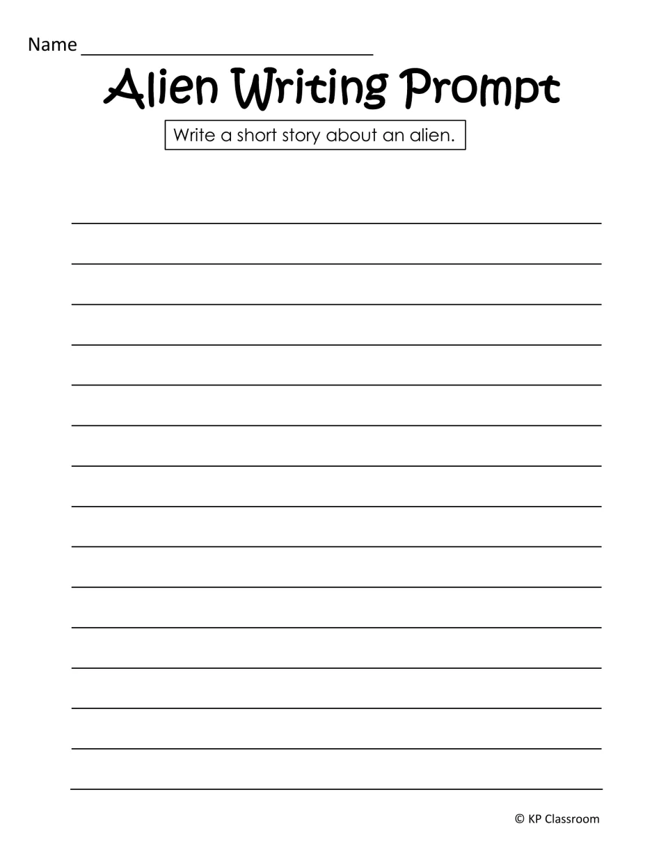 Alien Writing Prompt: students write a short story about an alien, practising creative narrative writing