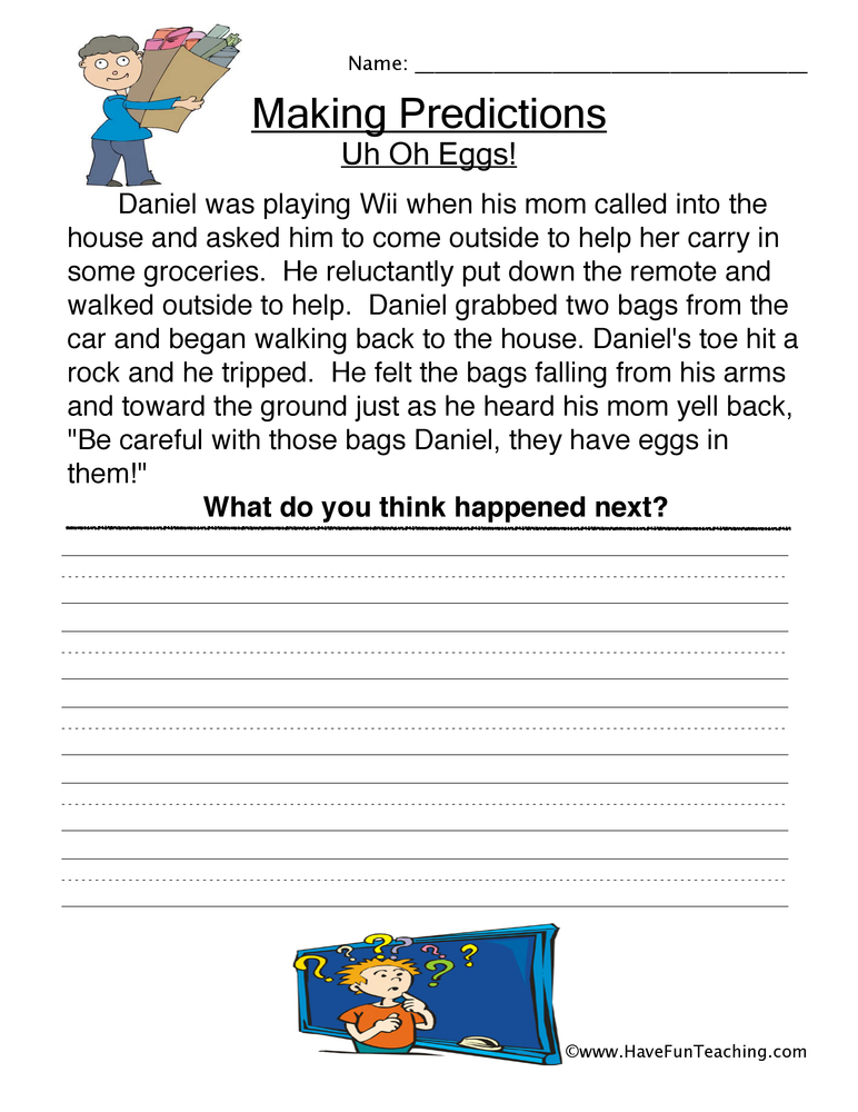 Uh Oh Eggs Predictions Worksheet teaching resource preview