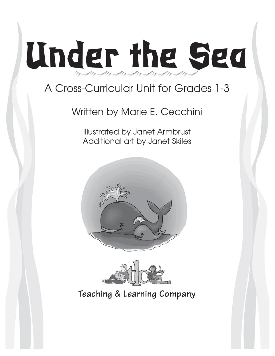 Title page naming author Marie E. Cecchini, illustrators Janet Armbrust and Janet Skiles, with a whale and calf drawing