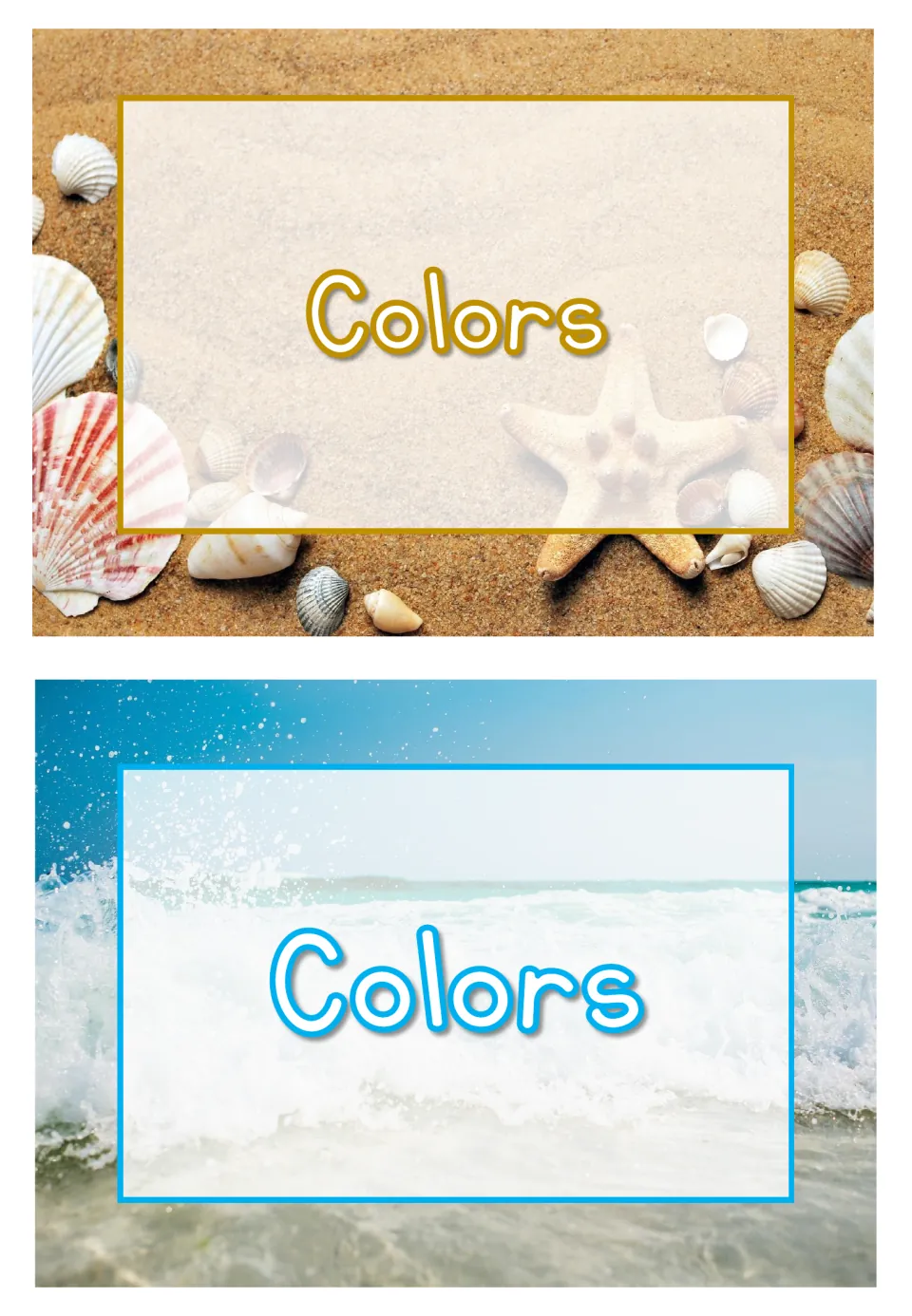 Two color display headings for the classroom poster set, both using the American spelling of the word color