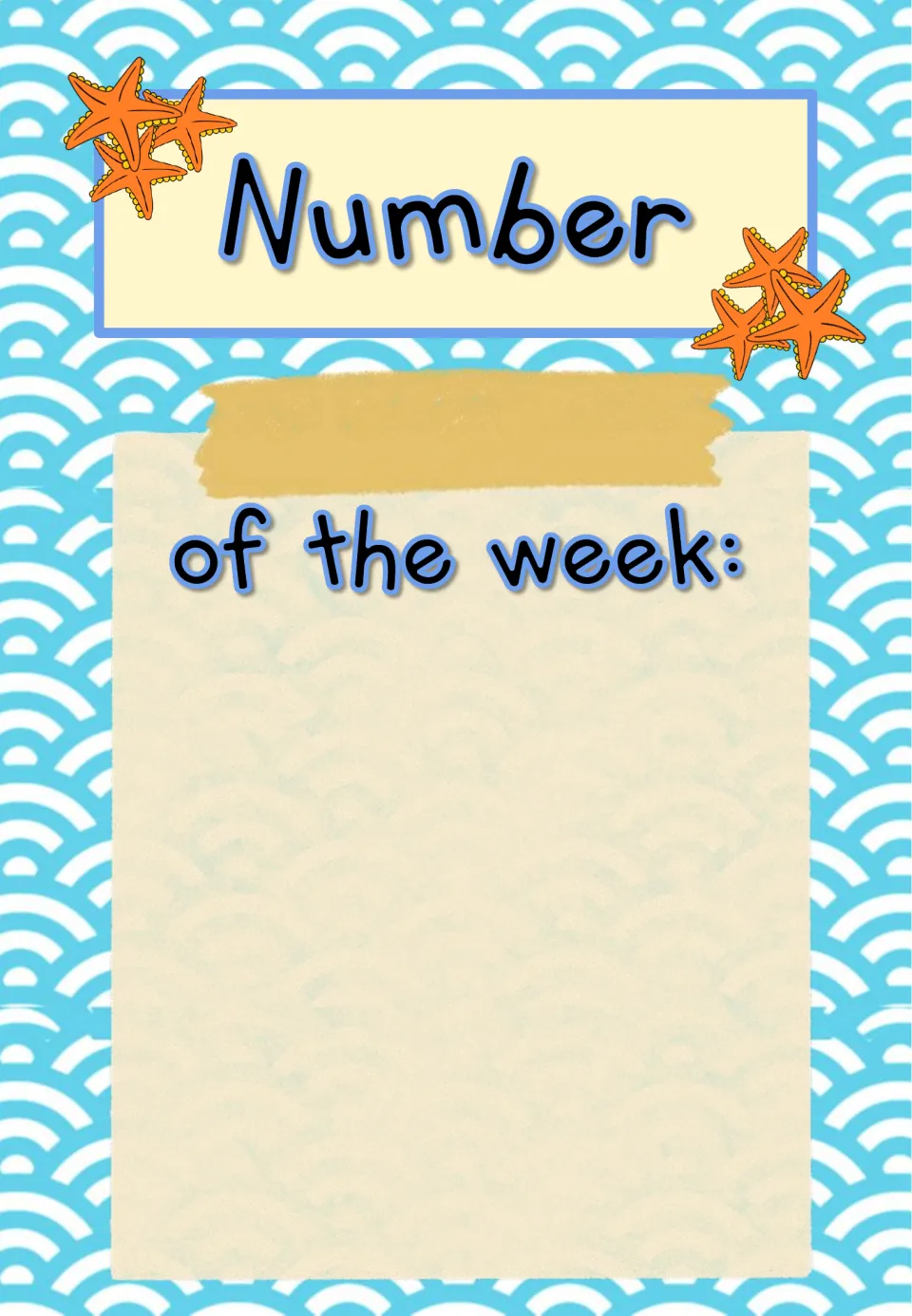 Number of the week focus wall poster provides a blank space for the teacher to add the weekly number
