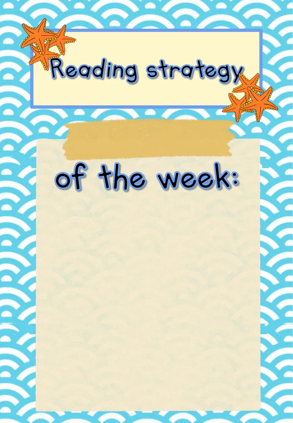 Reading strategy of the week focus wall poster leaves space for the teacher to add the weekly strategy