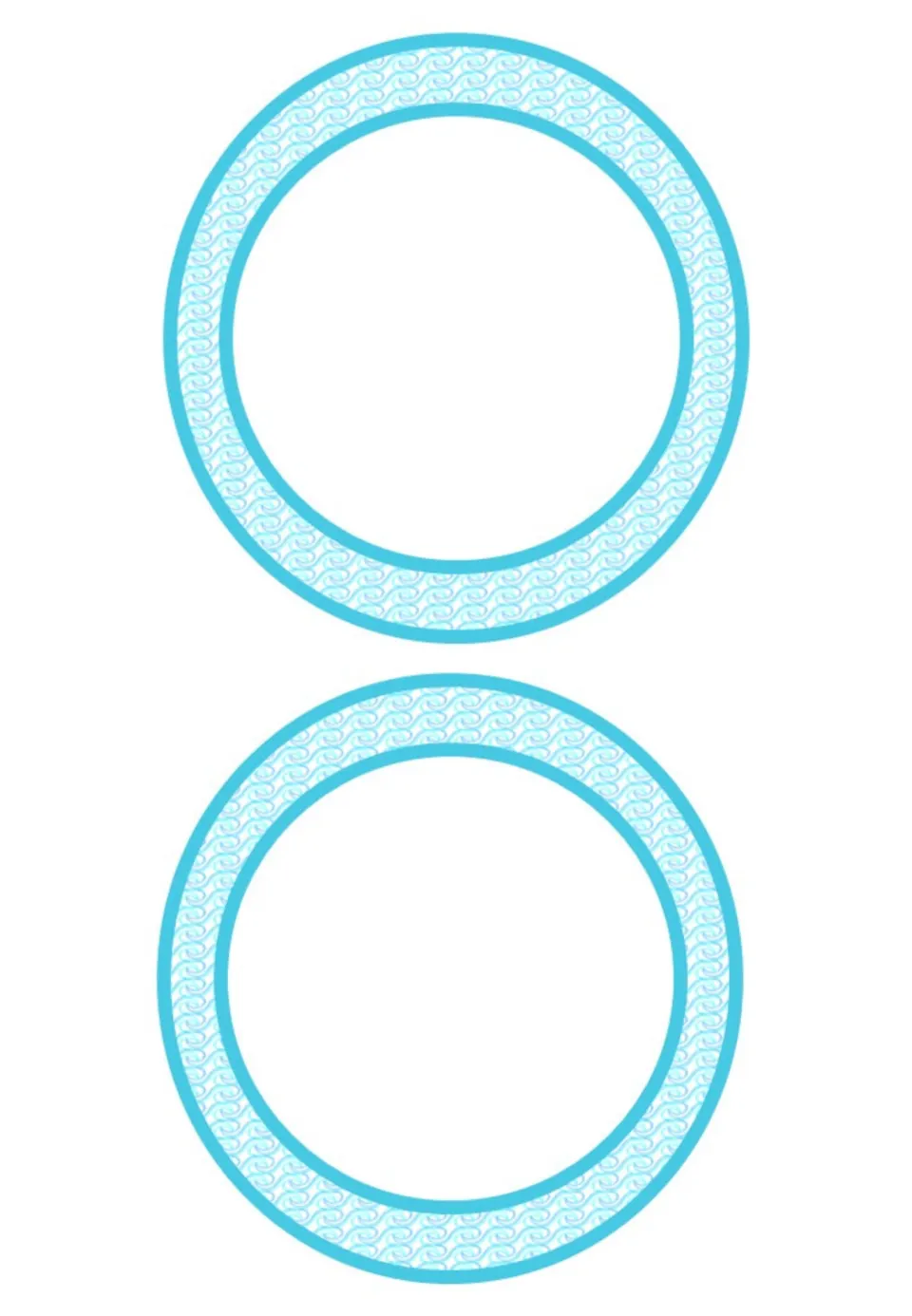 Two blank circular pieces for the ocean-themed welcome banner, provided together on one printable sheet