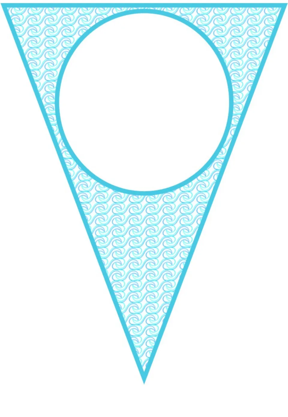 One blank triangular pennant for the ocean-themed welcome banner, with an empty circular area for a letter