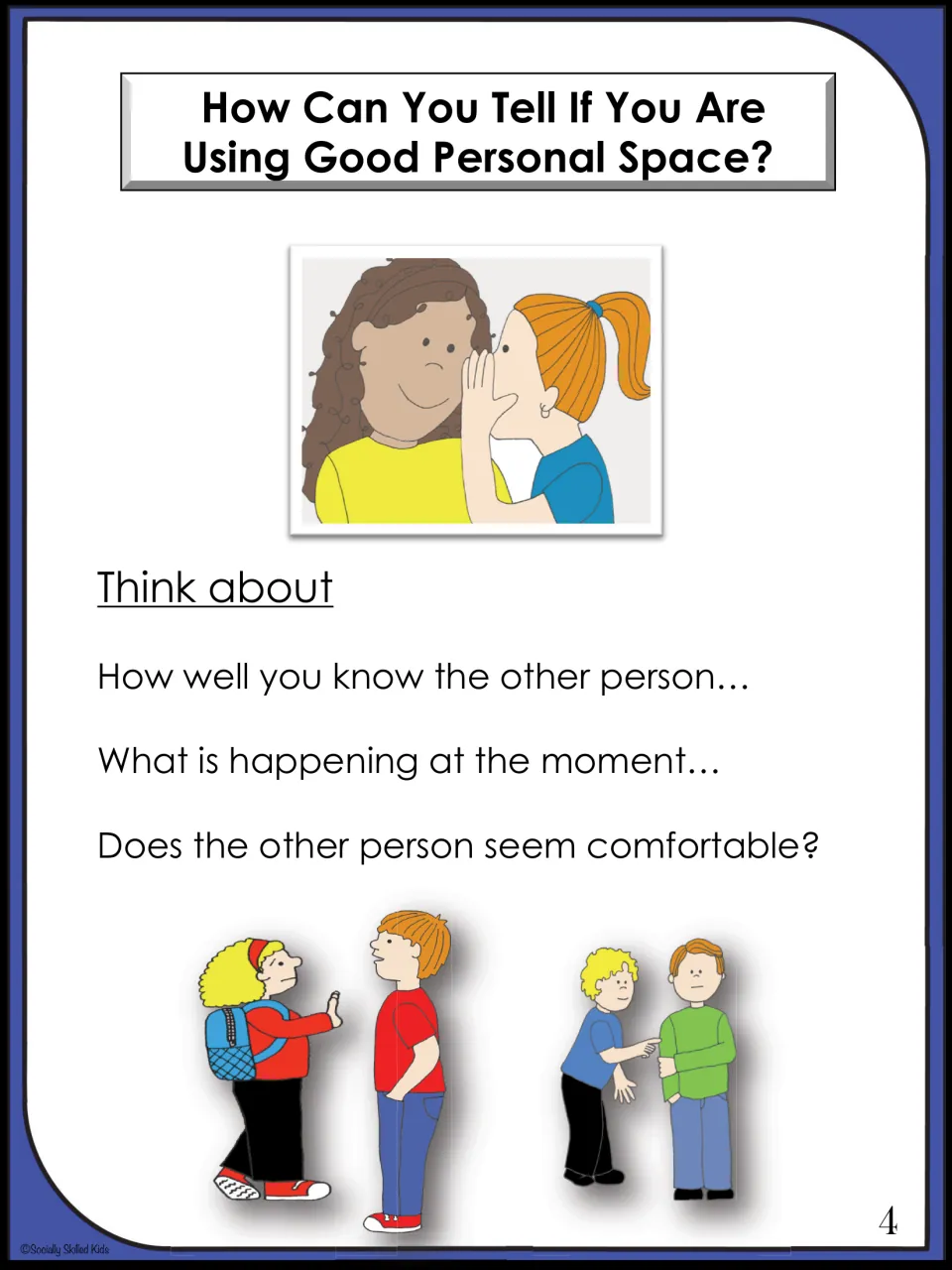 How can you tell if you are using good personal space? Think about who you are with, what is happening and their comfort
