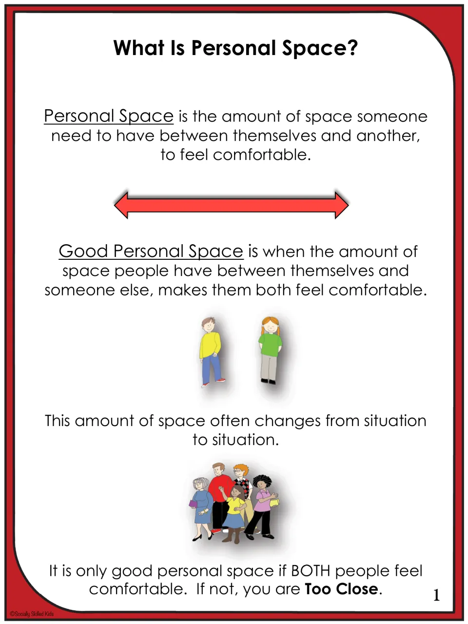 What Is Personal Space? story page defining personal space and good personal space, where both people must feel comfortable