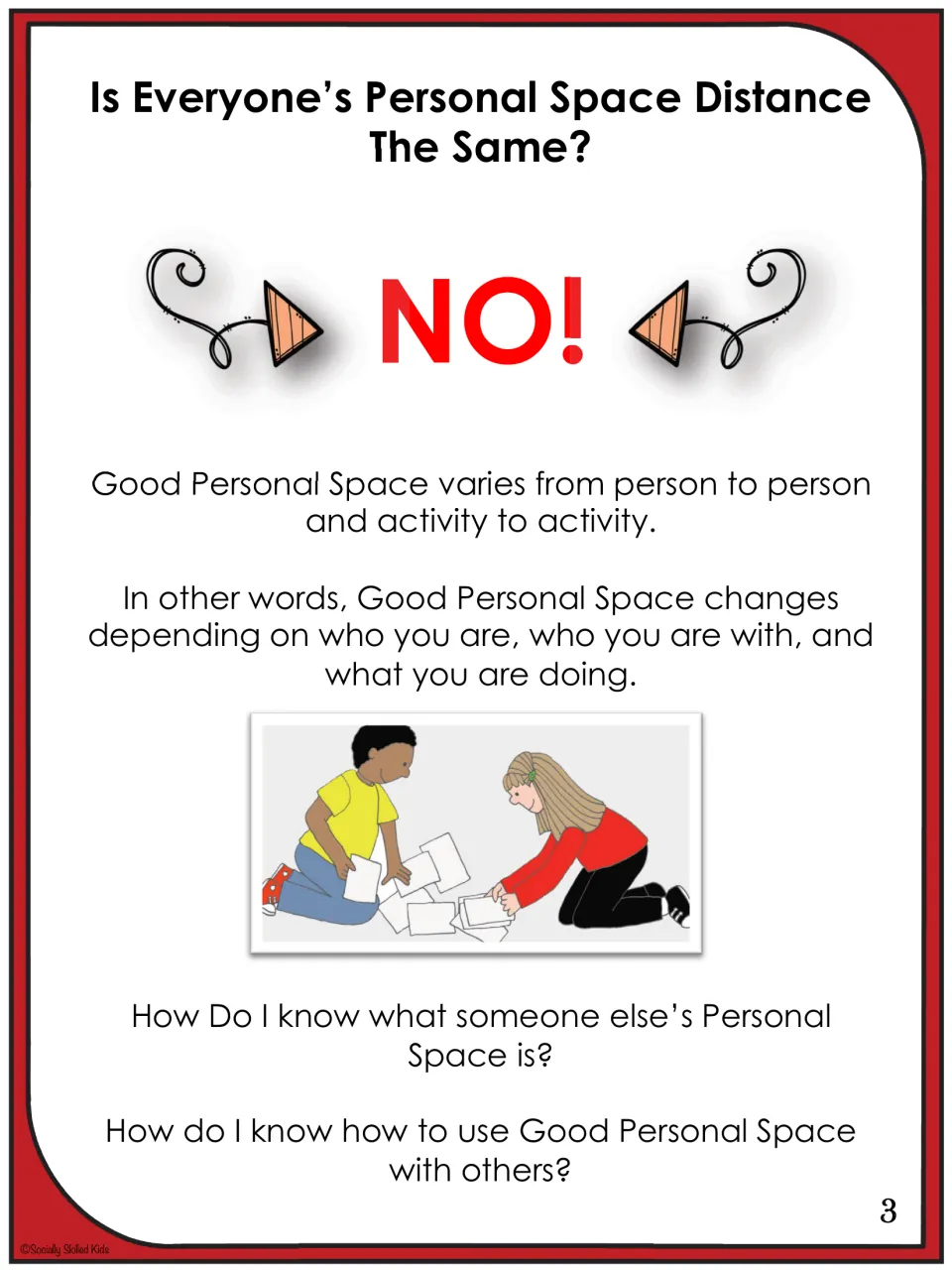 Is everyone's personal space distance the same? NO! Story page on how space changes with the person and the activity