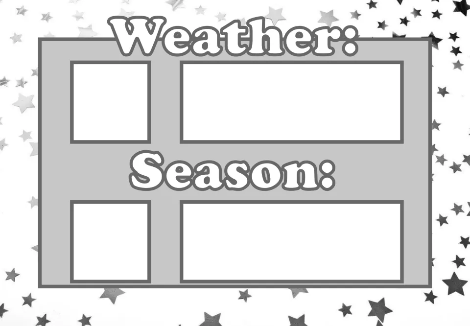 Daily calendar poster labeled 'Weather:' and 'Season:' for displaying both in the first supplied design