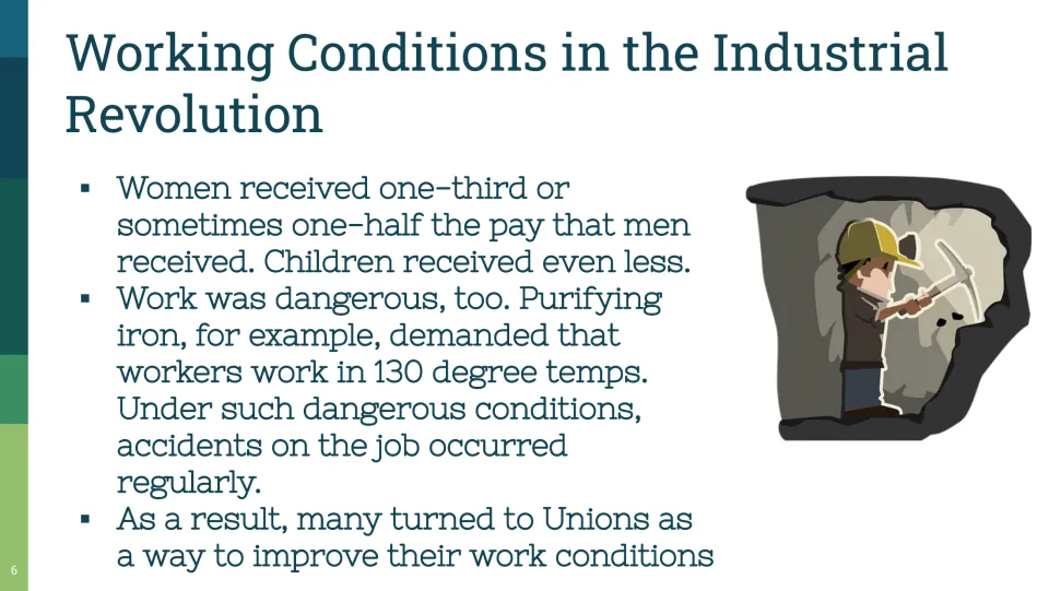 Working conditions, part 2: women and children paid less, 130-degree iron work, accidents and a turn to unions