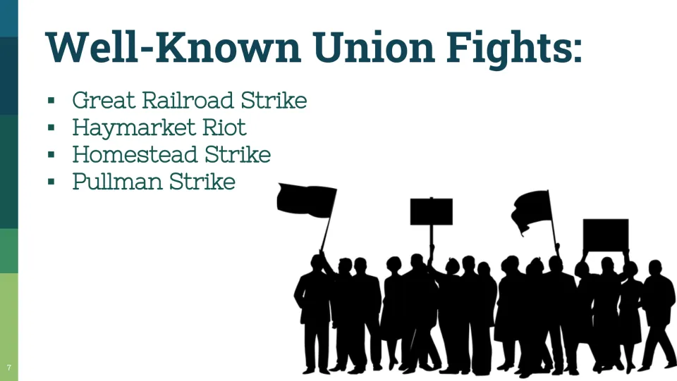 Well-Known Union Fights: Great Railroad Strike, Haymarket Riot, Homestead Strike and Pullman Strike