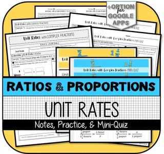 Unit Rate with Complex Fractions NOTES, PARTNER PRACTICE, MINI-QUIZ – cover