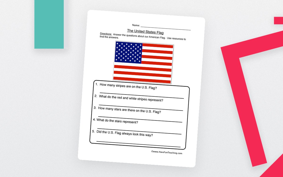 United States Flag Worksheet preview: United States flag illustration