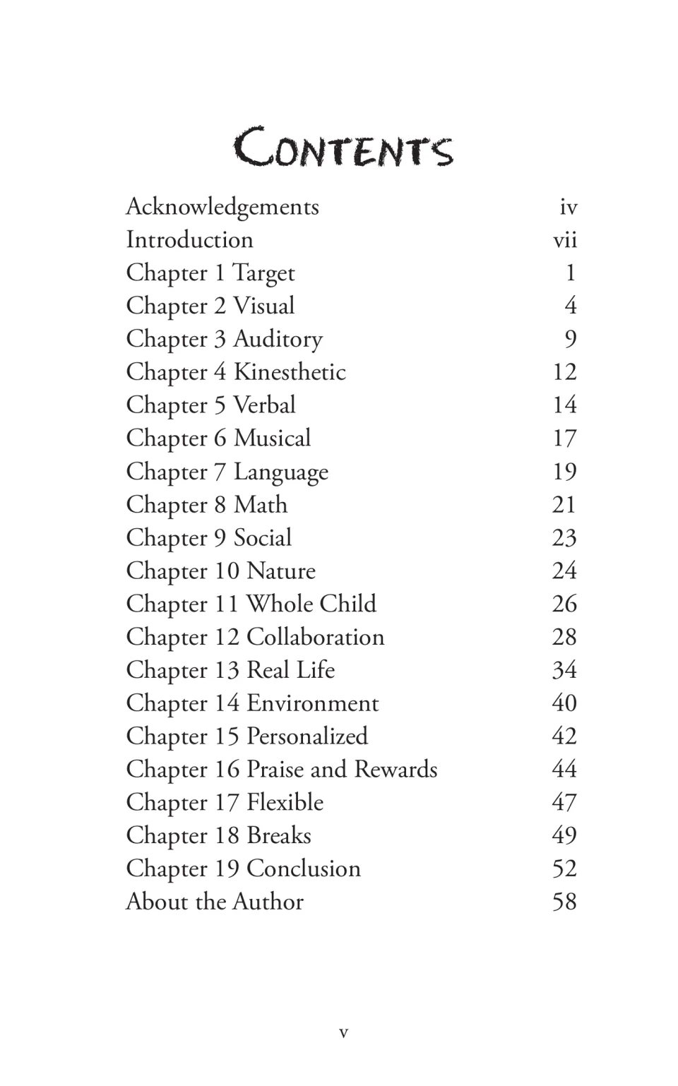 Ebook contents listing 19 chapters, from Target to Conclusion, plus the introduction and About the Author