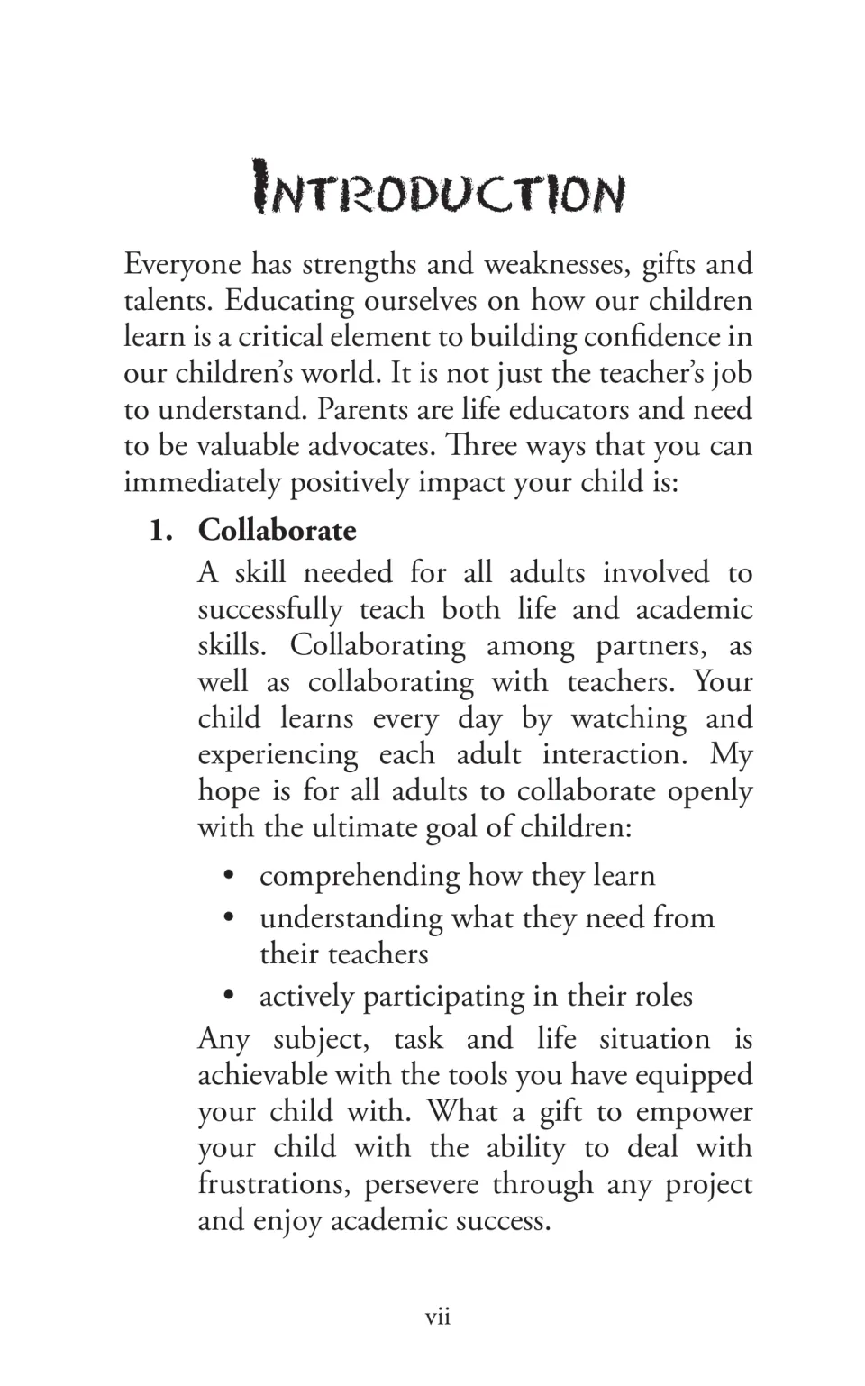 Introduction to the parent guide emphasizing collaboration among adults to support children's learning
