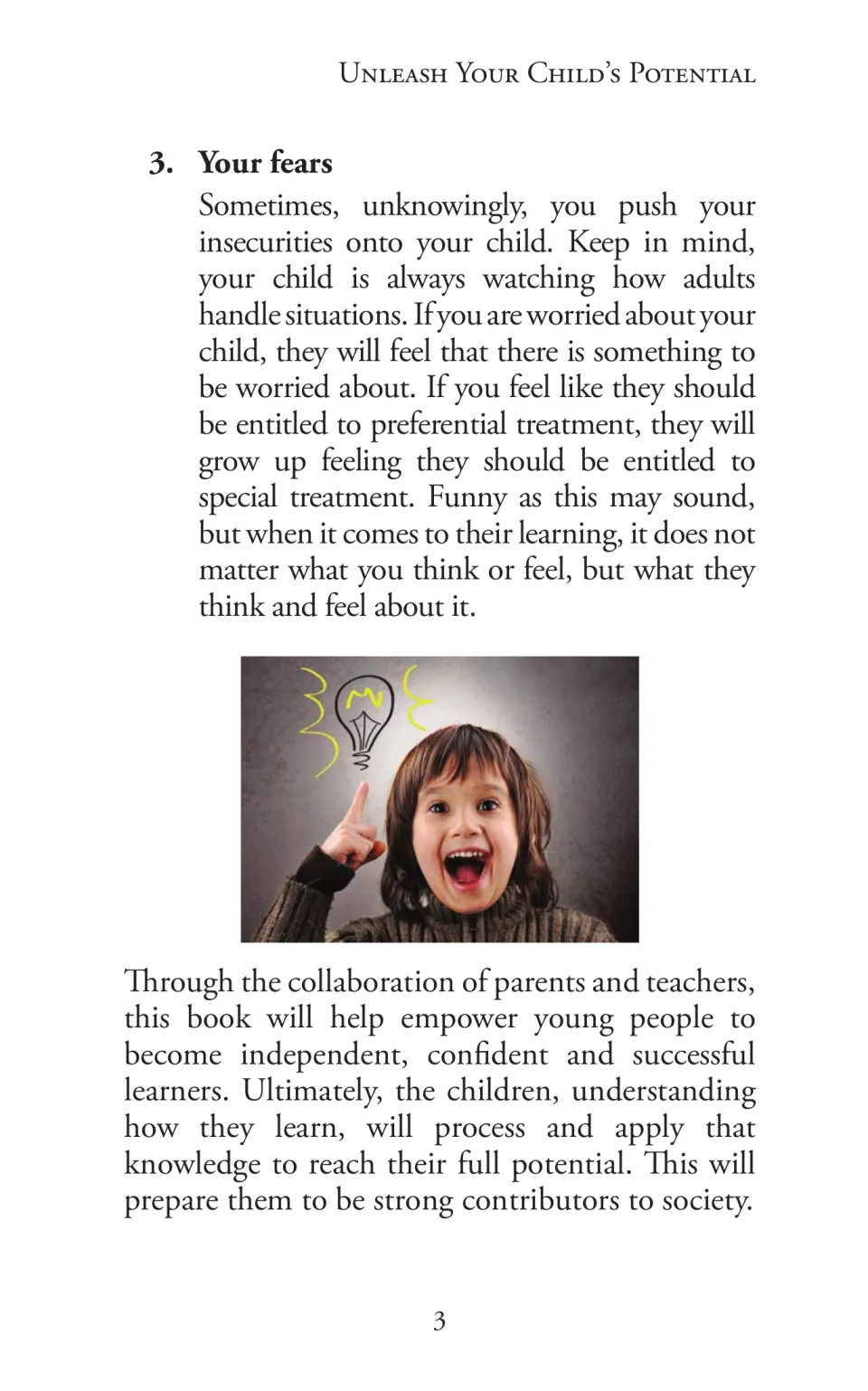 Chapter 1 concludes with Your fears, discussing adult worries and children's views of their own learning