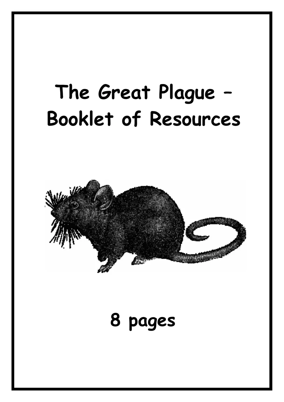 Cover of The Great Plague – Booklet of Resources, an 8-page set with an engraved black rat illustration