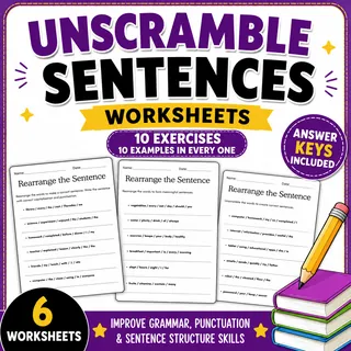 unscramble sentences worksheet grade 6 with answers – cover