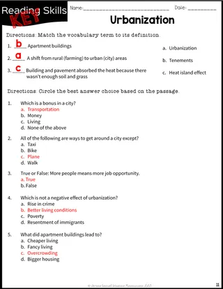 Urbanization Reading Packet – sample page 3