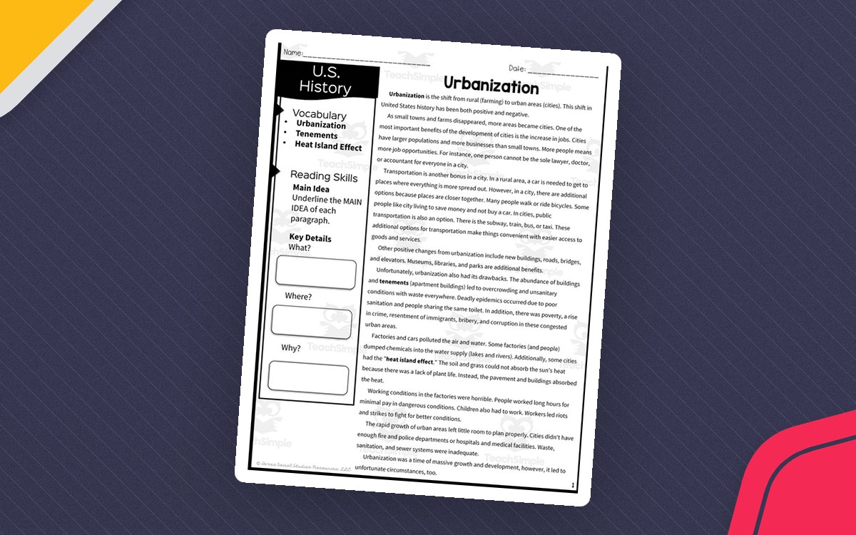 Urbanization Reading Packet preview
