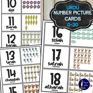 Urdu Numbers Picture Cards 0-30 – sample page 2