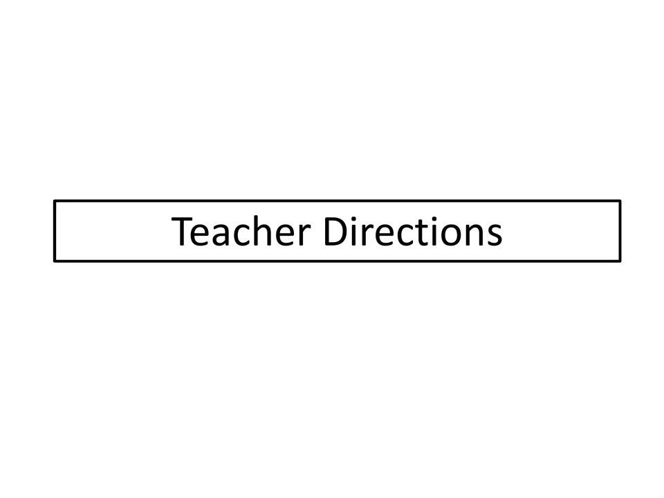 Teacher Directions divider slide introducing the instructions section that comes before the student activities