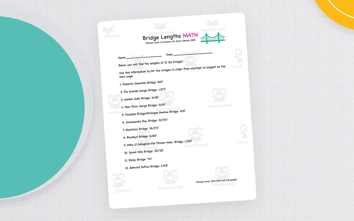 U.S. Bridge Lengths | Math Worksheet preview