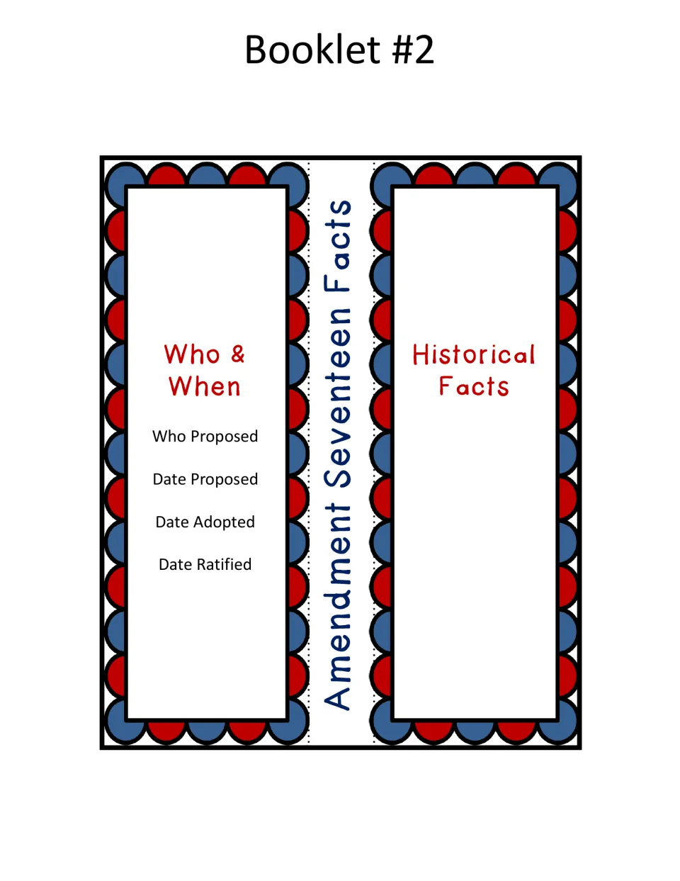 17th Amendment facts flap book: students note who proposed it, dates proposed, adopted and ratified, and historical facts