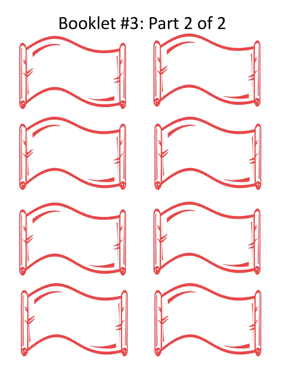 Eight blank vocabulary scrolls for the Amendment Seven pocket, where students add their own words and write definitions