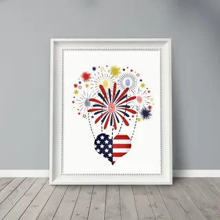 US Fireworks Fingerprint Art, Independence Day Craft, 4th of July Poster, DIY Thumbprint Activity, Homeschool Printables, Memorial Day Fingerpainting – preview 2