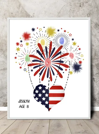 US Fireworks Fingerprint Art, Independence Day Craft, 4th of July Poster, DIY Thumbprint Activity, Homeschool Printables, Memorial Day Fingerpainting – preview 3