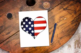 US Flag Heart Coloring Page, DIY Memorial Day Poster, Flag Day Activity, 4th of July Crafts for Kids, Independence Day Printable, Veterans Day, Instant Download – preview 2
