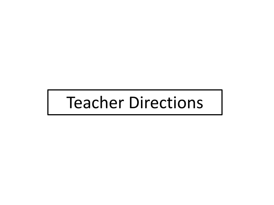 Section divider titled Teacher Directions, introducing the setup and run-through steps for the cartoon activity