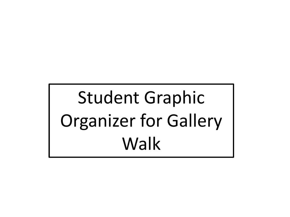 Section divider titled Student Graphic Organizer for Gallery Walk, introducing the recording sheet for each exhibit