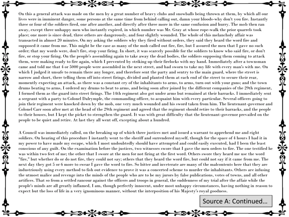 Source A continued: Preston describes the shooting, the deaths, his surrender to the sheriff and fears of an unfair trial