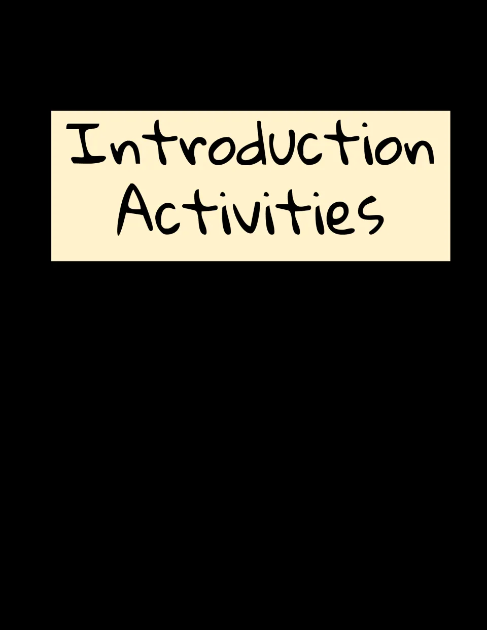 Section divider titled Introduction Activities, opening the student pages for the video, primary source and timeline