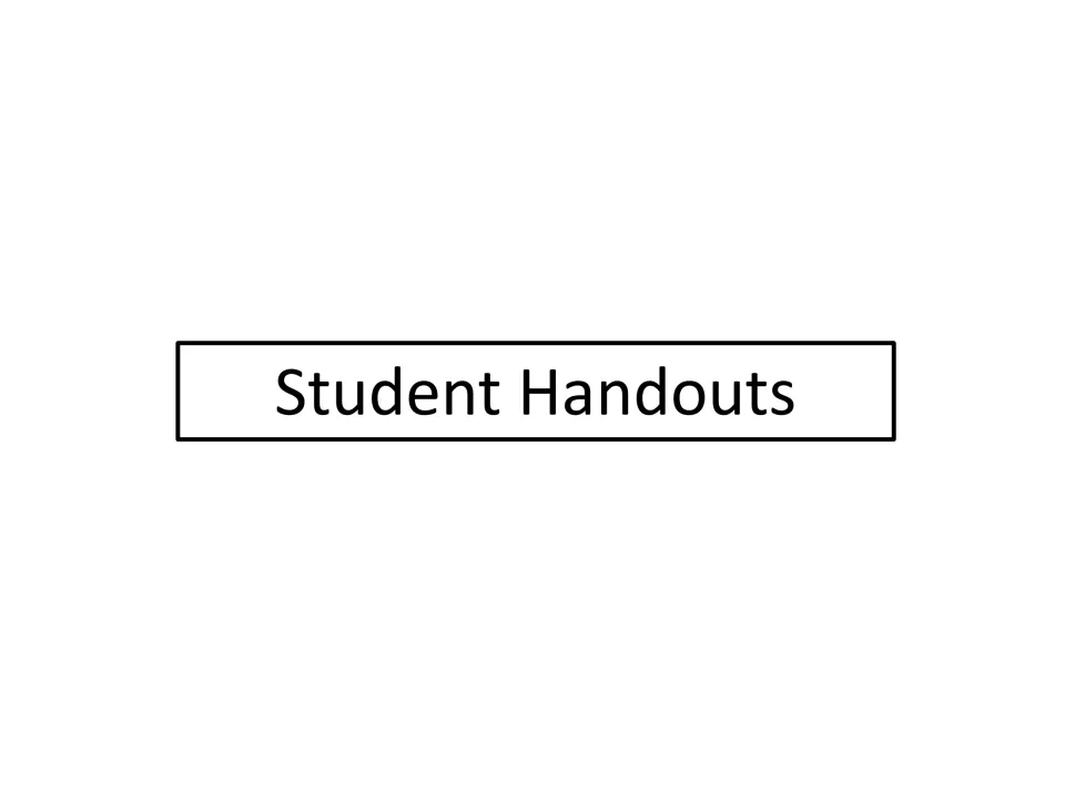 Student Handouts section cover introducing the student materials for the Spanish-American War seminar