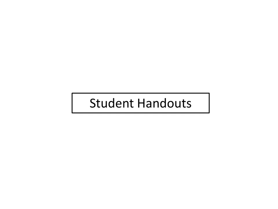 Student Handouts divider introducing the Great Depression graphic organizer pages students complete