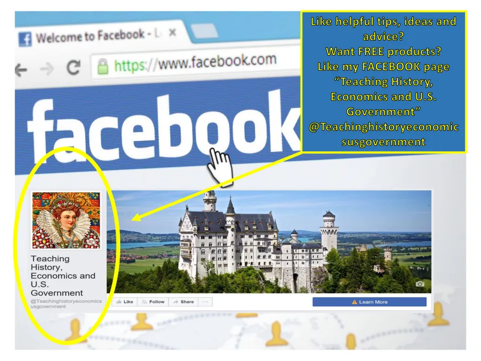 Facebook promotion for Teaching History, Economics and U.S. Government, advertising tips and free products